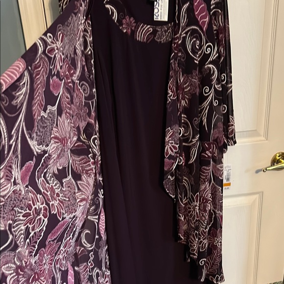 Floral Patterned Dress with Sheer Overlay - Picture 1 of 4